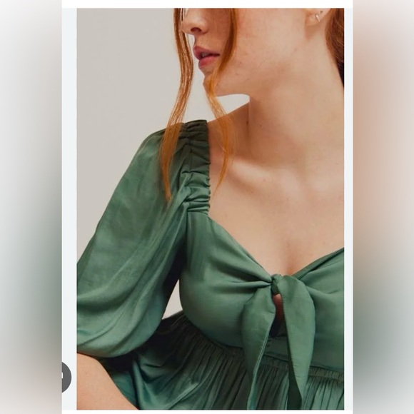 Sam Front Tie satin Dress in Lagoon - Picture 3 of 13